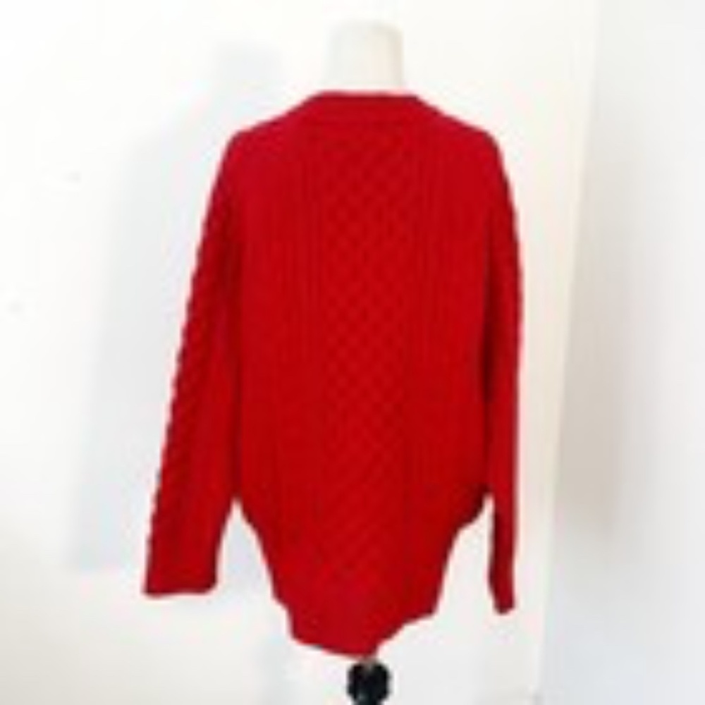 J. CREW Cable Knit Women’s XL Red Sweater Holiday Fisherman Nautical Preppy Cozy - Picture 4 of 11
